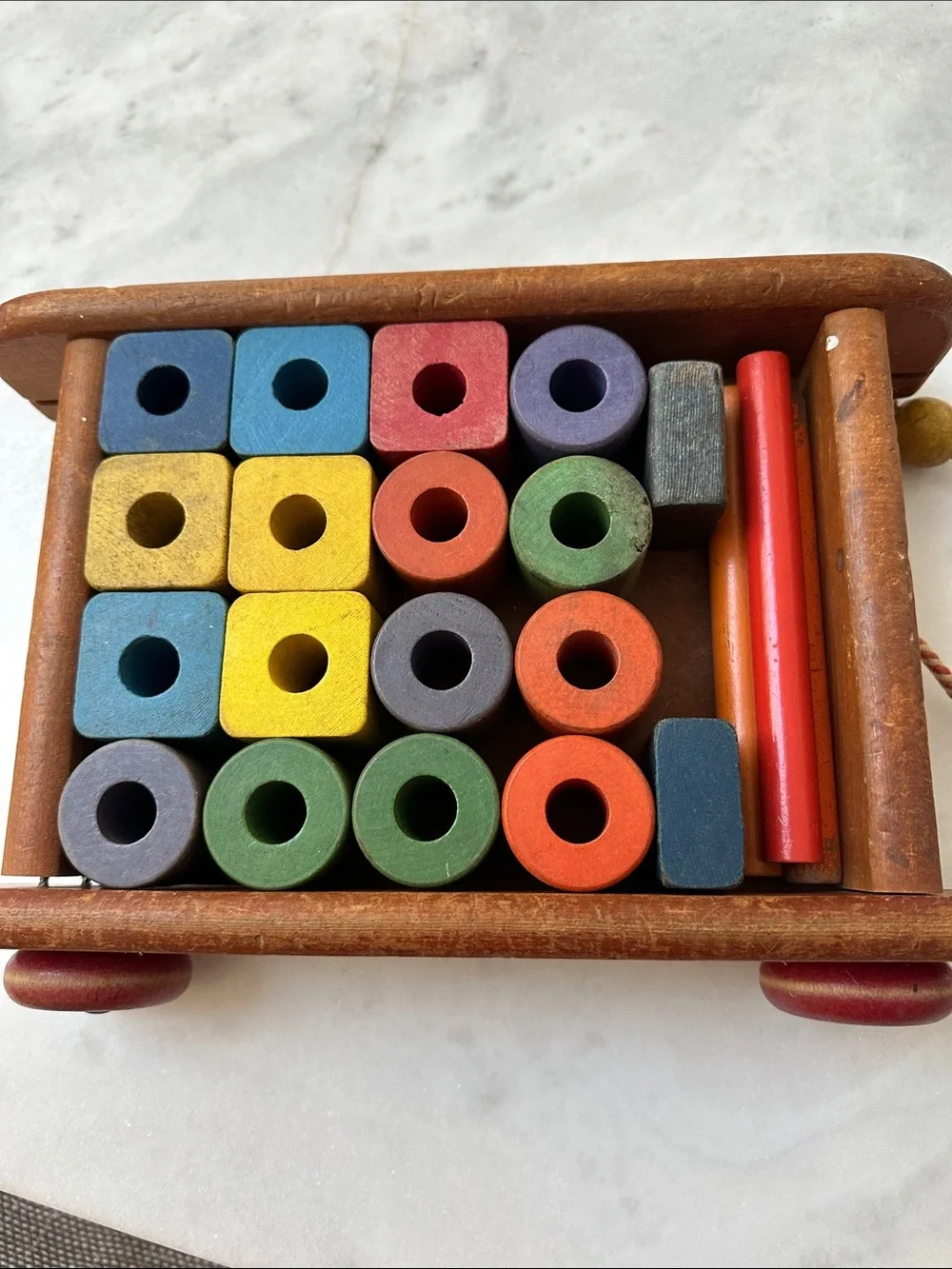 PlaySchool Wooden Wagon Pull-Along Shape Sorter - Multicolor-Vintage